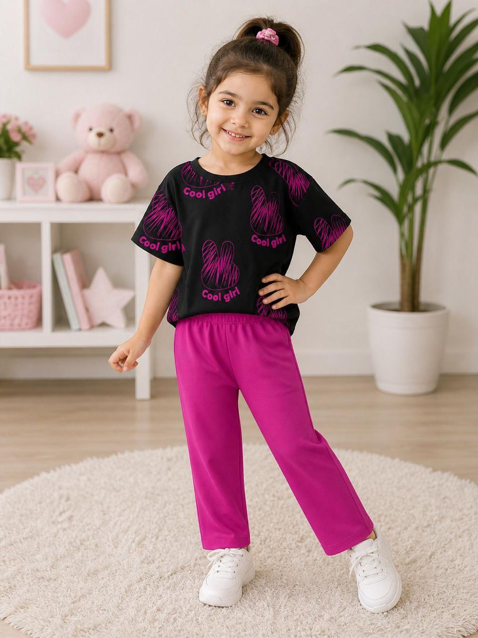 Girls tshirt trouser Premium quality Available in medium size