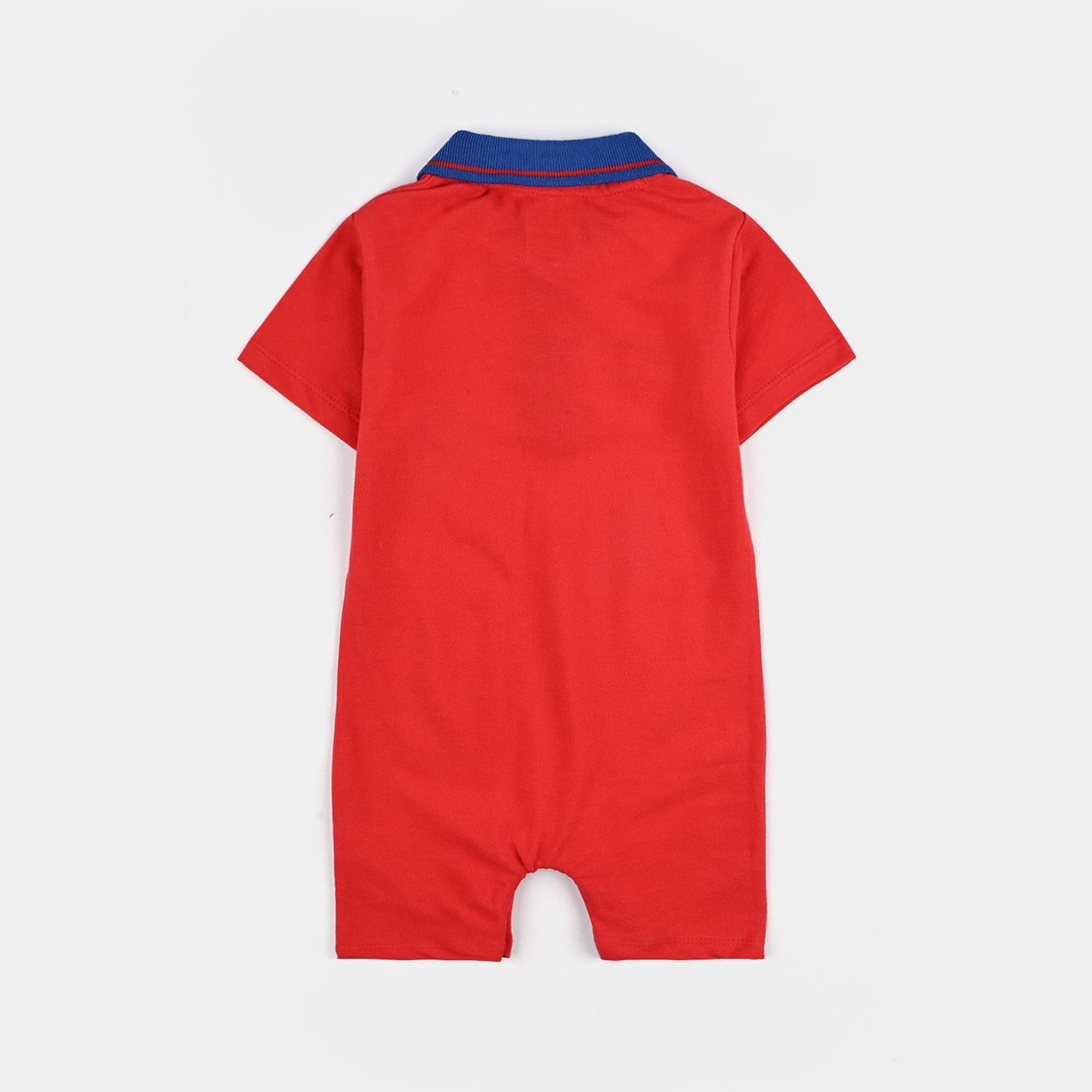 Infant Boys Jumbo Pique Knitted Romper (Hot Wheels) - Red