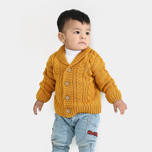 Infant Boys Acrylic Sweater-Cardigan-Mustard