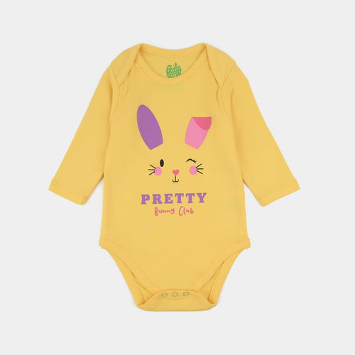 Infant Girls Cotton Interlock Romper - Yellow