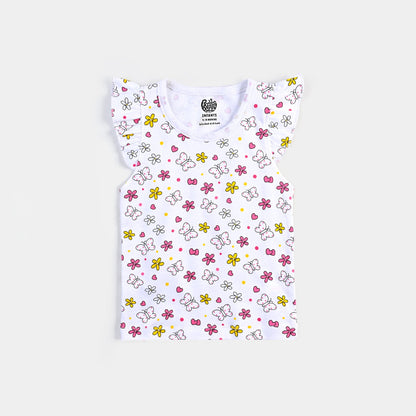 Infant Girls Cotton Interlock 3 Piece Sando Set Bunny