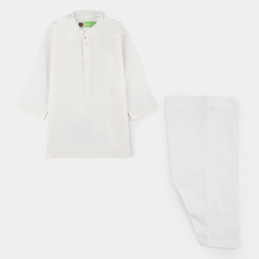 Infant Boys Poly Viscose Kameez Pajama (Blended) - White