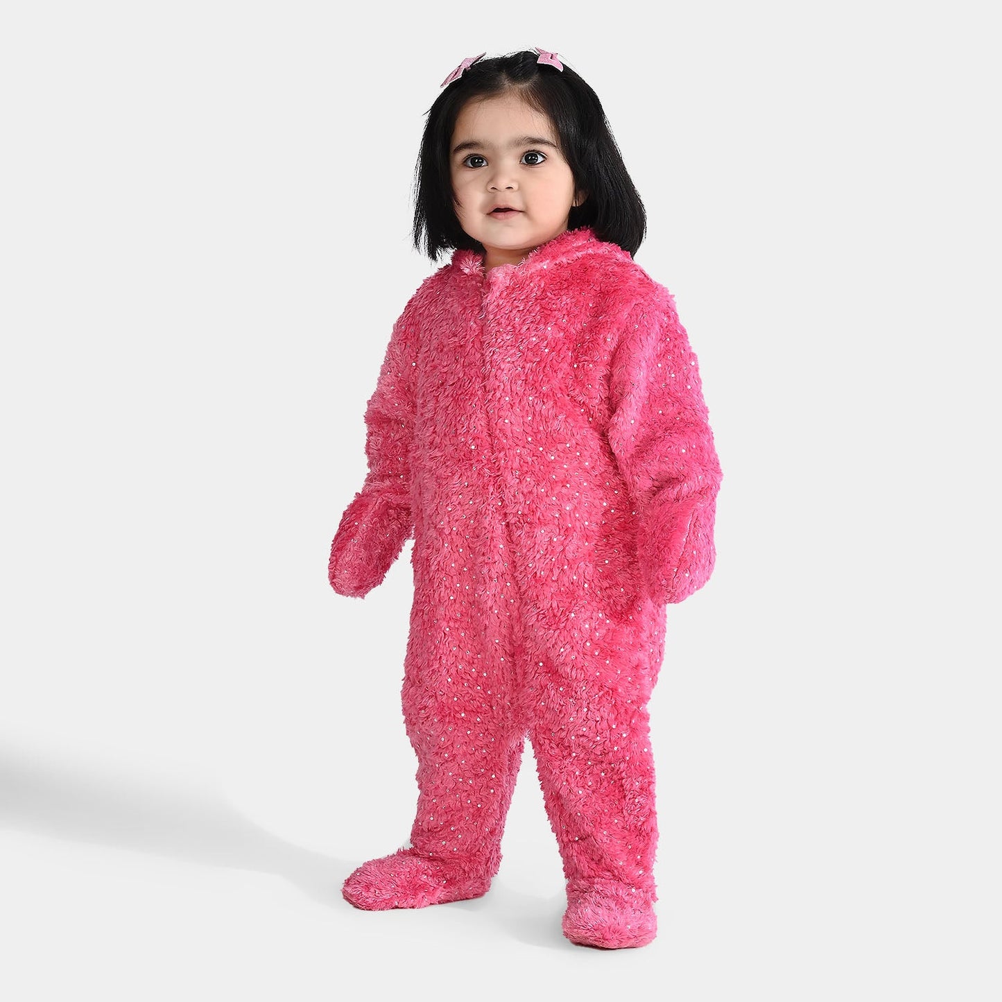Infant Girls Fleece Romper (SPARKLE DOTS) - Pink