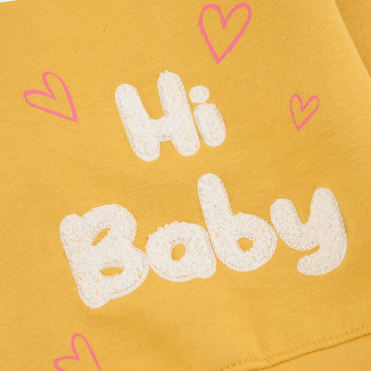 Infant Girls Fleece 2 Piece Suit Hi Baby-Yellow