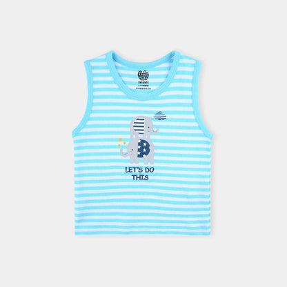 Infant Boys Cotton Interlock 3 Piece Sando Set Elephants