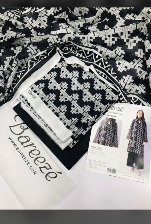 Bareeze unstitch 3 pcs 100 percent original