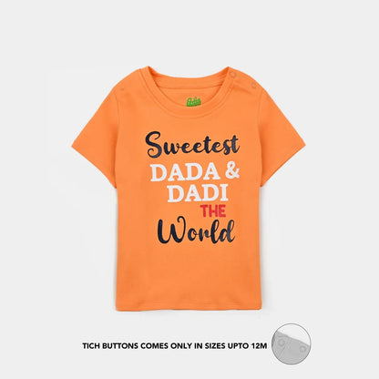 Infant Boys Cotton Interlock  Suit Sweetest Dada & Dadi-Orange