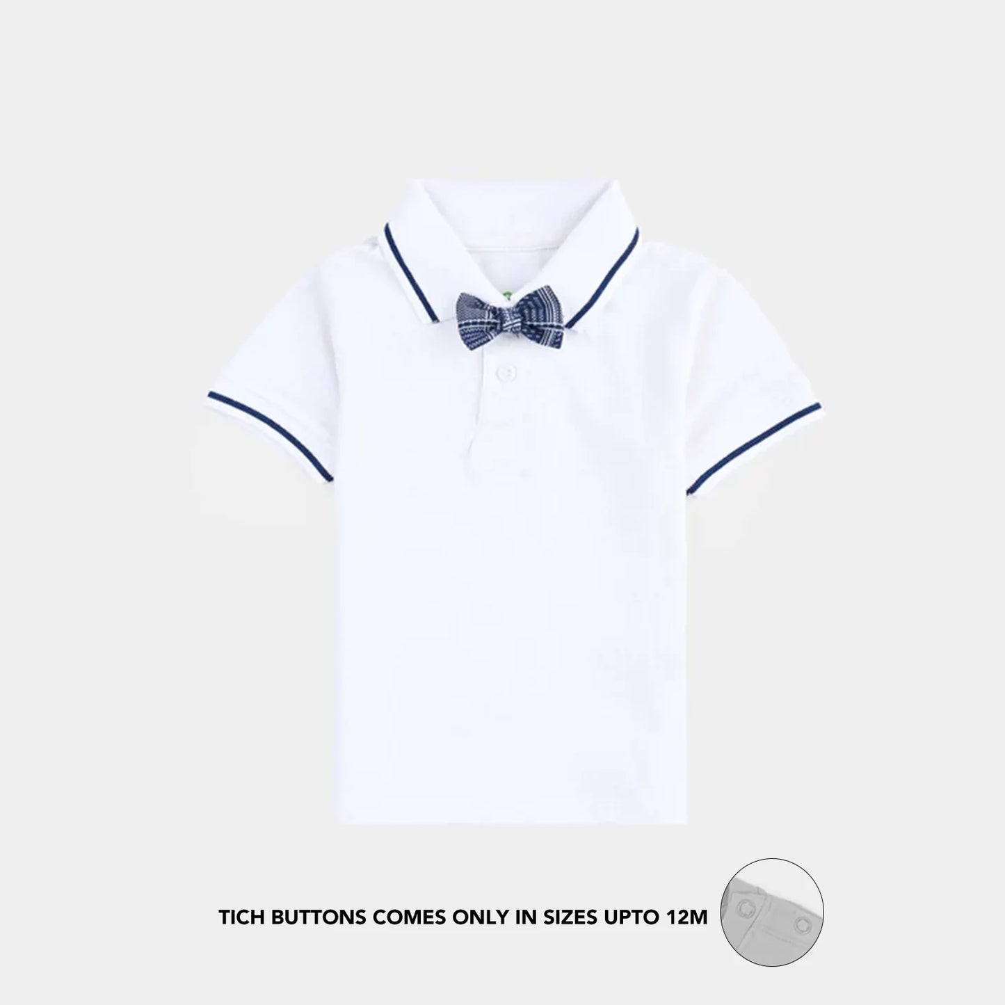 Infant Boys Cotton Interlock Suit (Suspender with Polo) - White/Blue