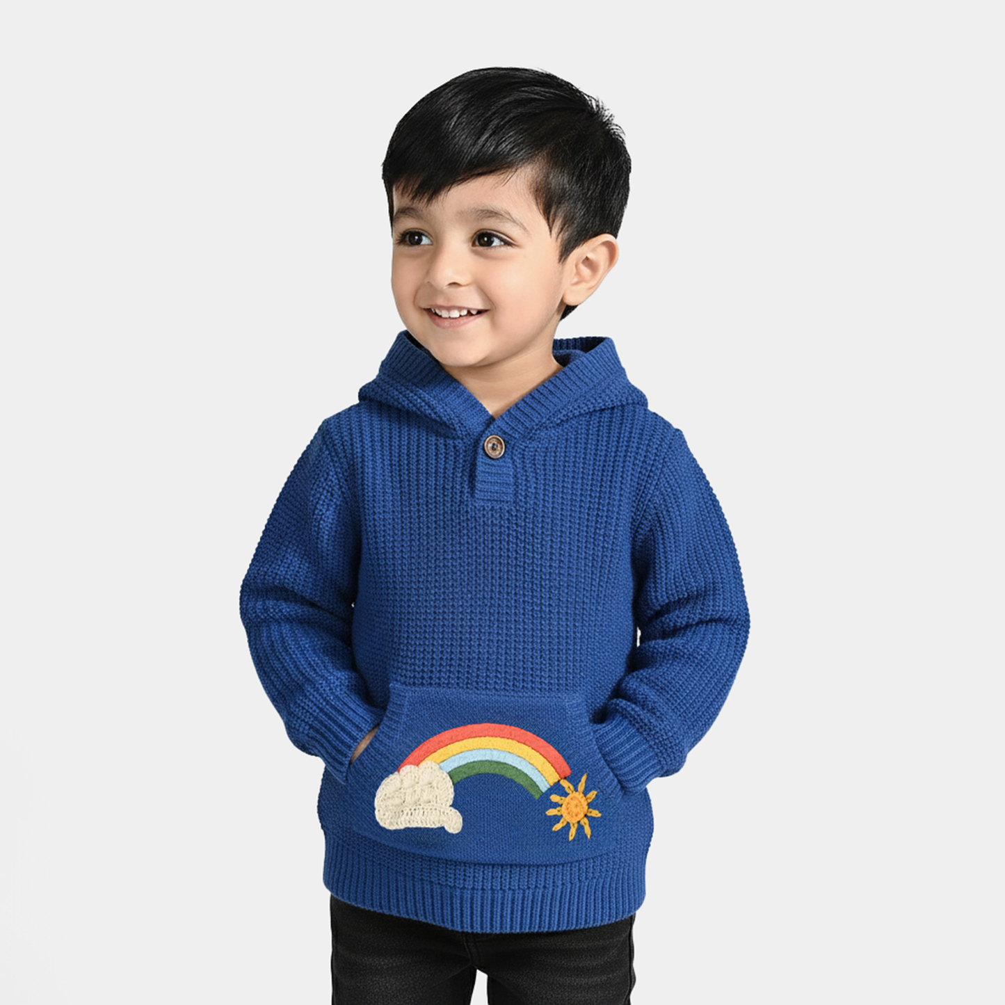 Infant Boys Acrylic Sweater (Rainbow) - Royal Blue