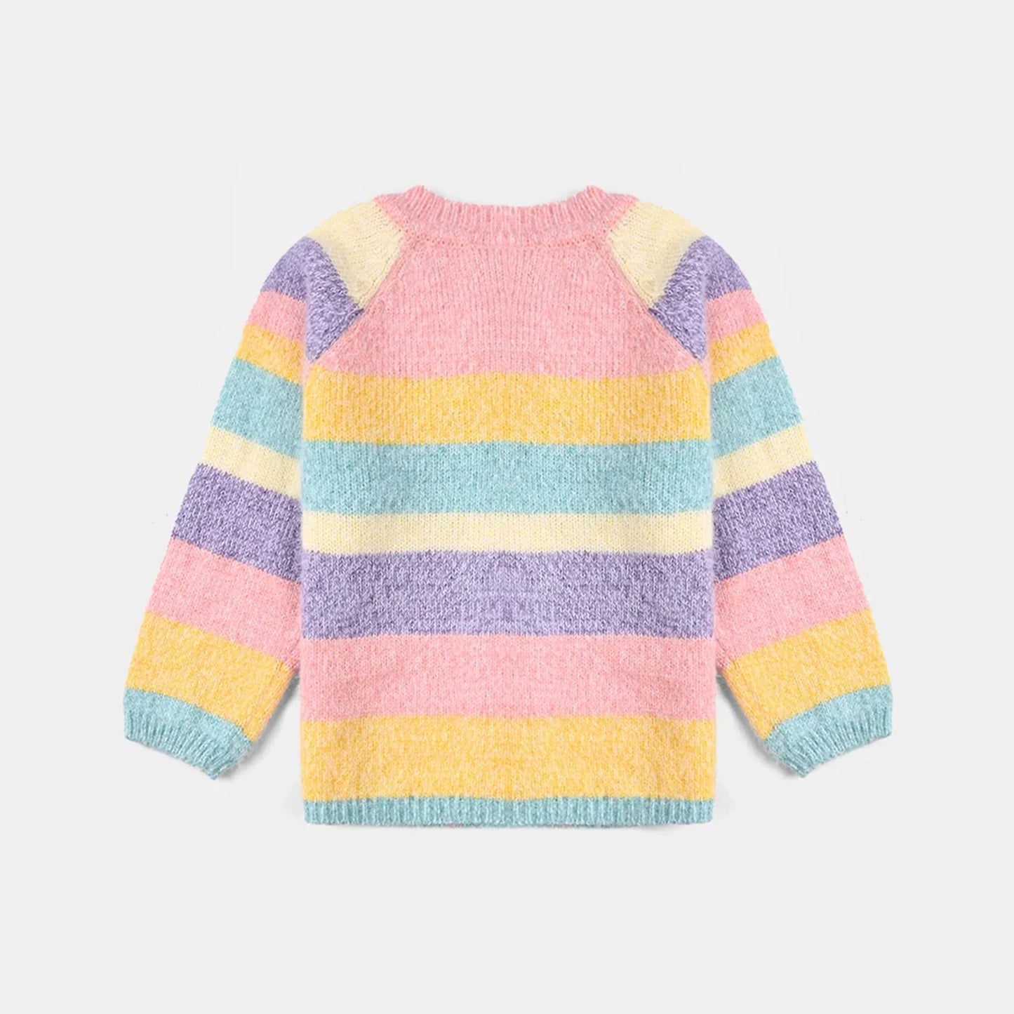 Infant Girls Acrylic-Feather Lurex Sweater-Multi Feather - Multi