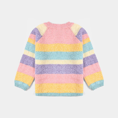 Infant Girls Acrylic-Feather Lurex Sweater-Multi Feather - Multi