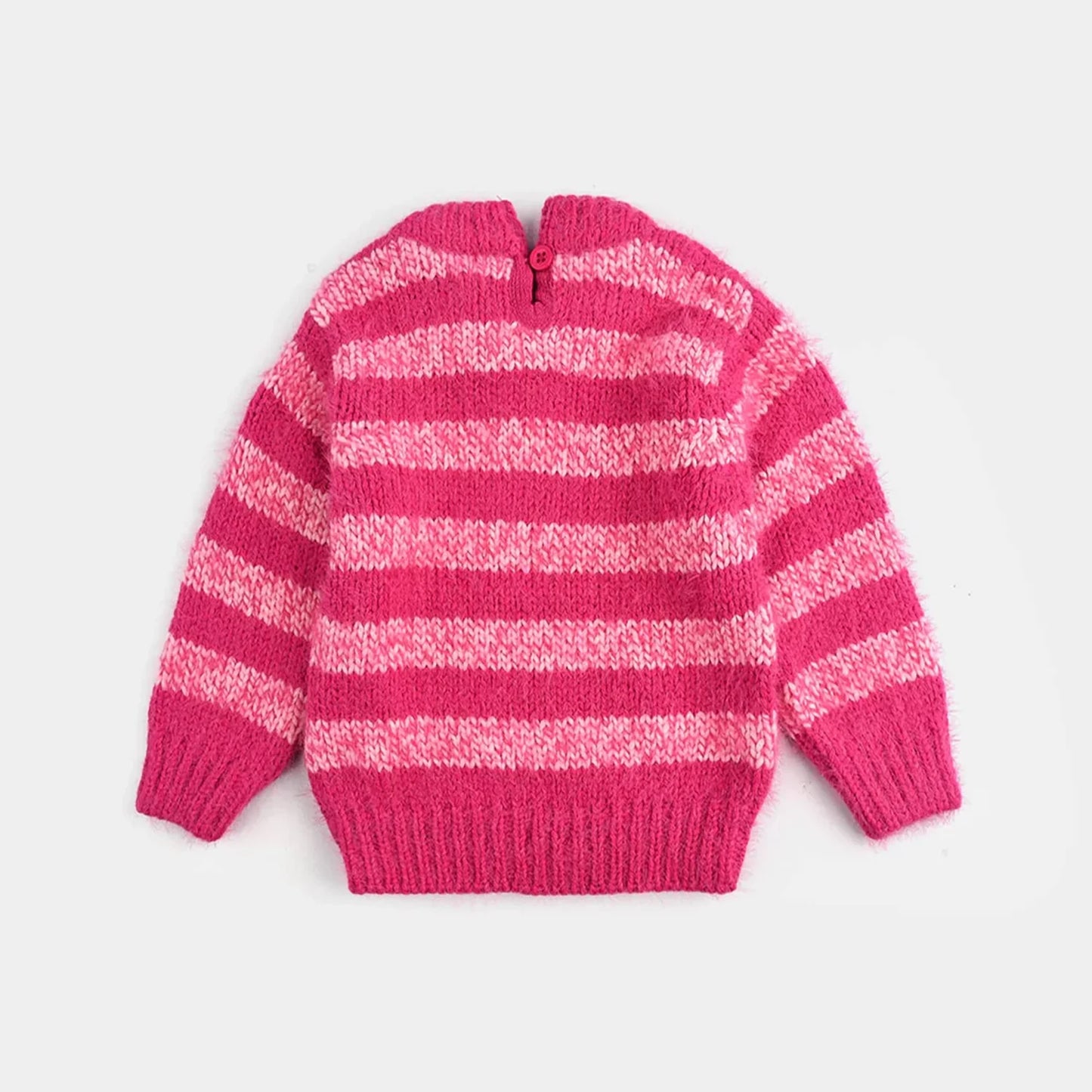 Infant Girls Acrylic-Feather Lurex Sweater - Barbie Stripe - Fuchsia
