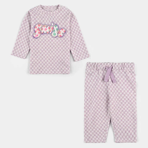 Infant Girls Jacquard Suit - Purple