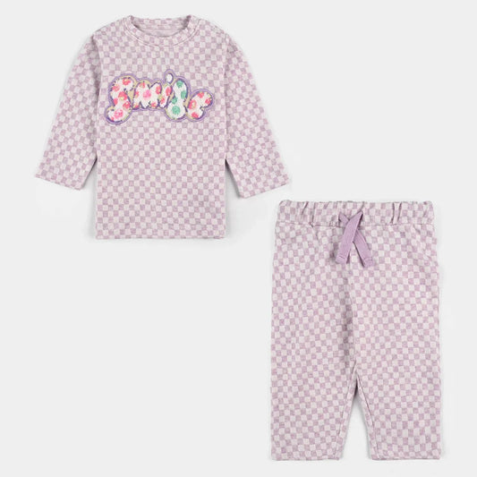 Infant Girls Jacquard Suit - Purple