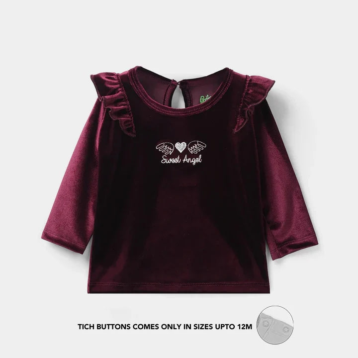 Infant Girls Velvet Suit Raffle Style-Red