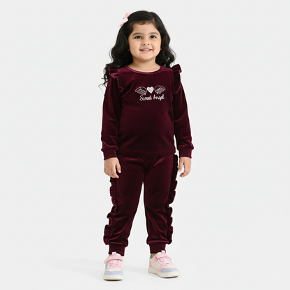 Infant Girls Velvet Suit Raffle Style-Red