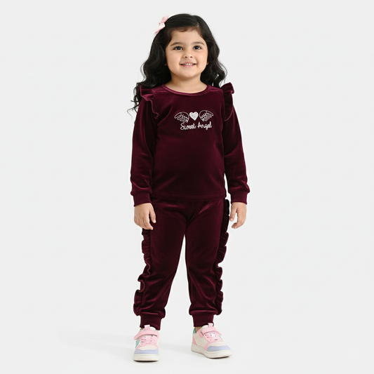 Infant Girls Velvet Suit Raffle Style-Red
