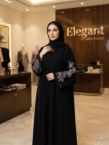 Premium Black Sleeve Embroidery Abaya
