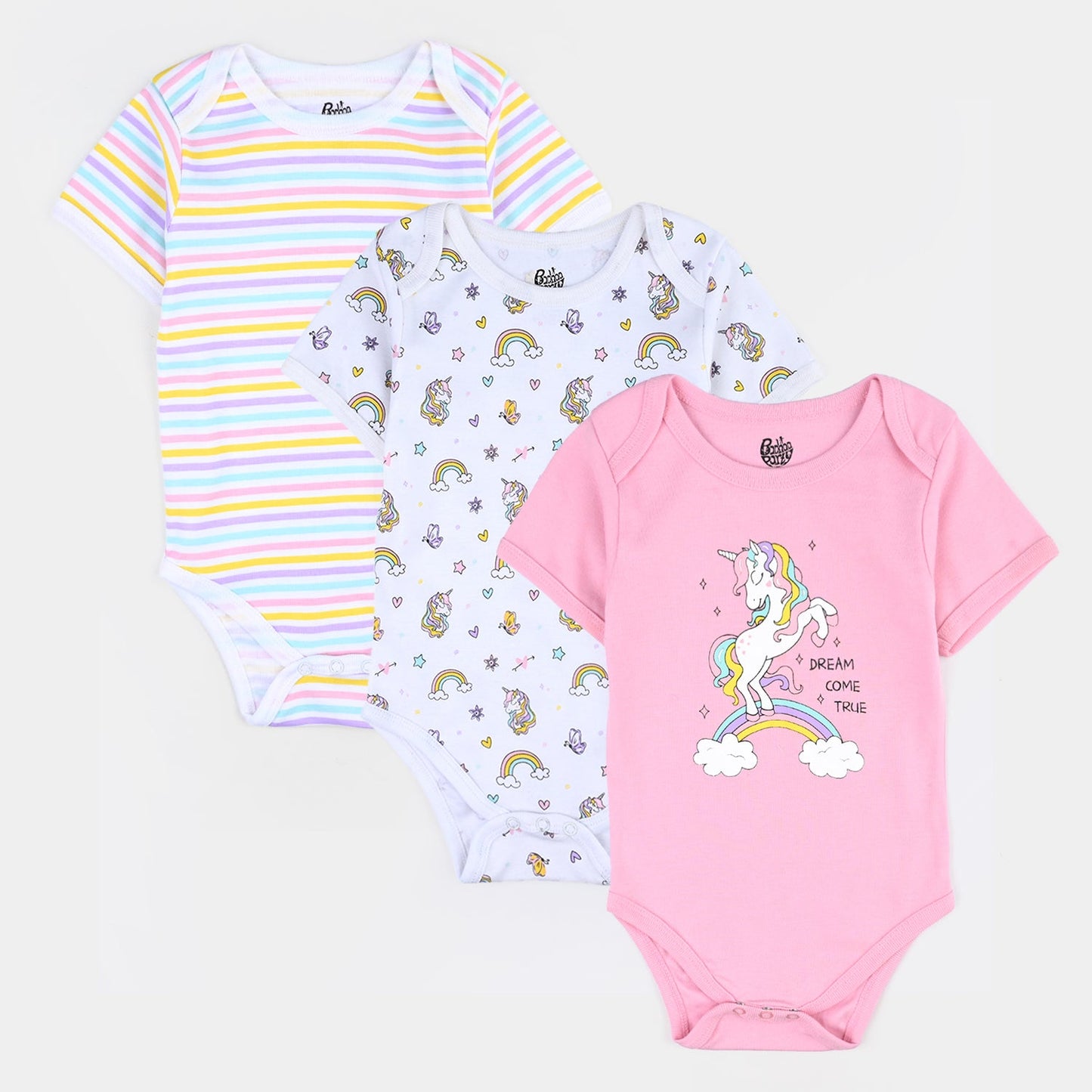 Infant Girls Cotton Interlock Romper Set (3PCS)