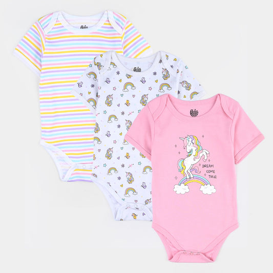Infant Girls Cotton Interlock Romper Set (3PCS)