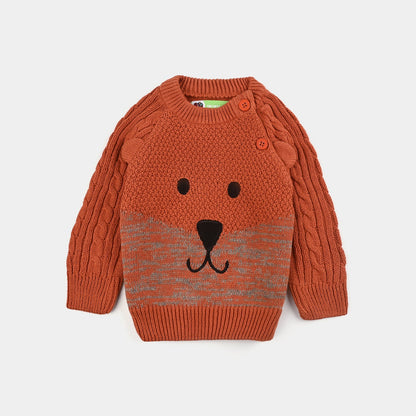 Infant Boys Cotton Sweater Bear Cable-Gold.Flame