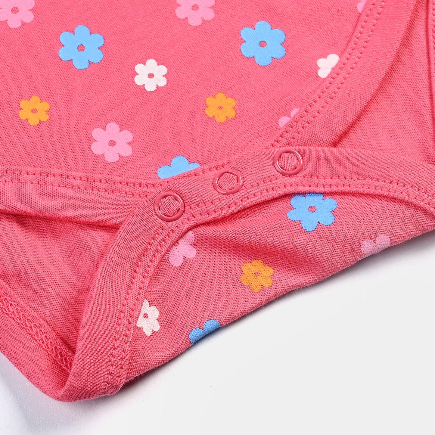 Infant Girls Cotton Interlock Romper Flowers - Pink