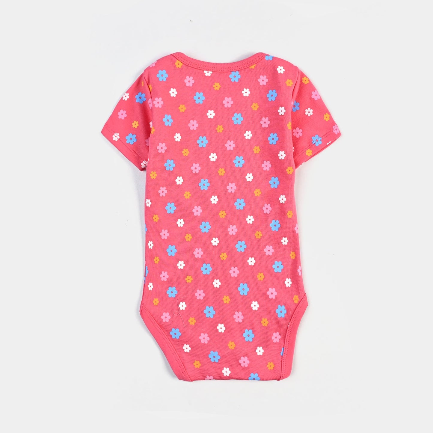 Infant Girls Cotton Interlock Romper Flowers - Pink