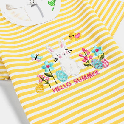 Infant Girls Cotton Interlock Suit (Hello Summer) - Yellow