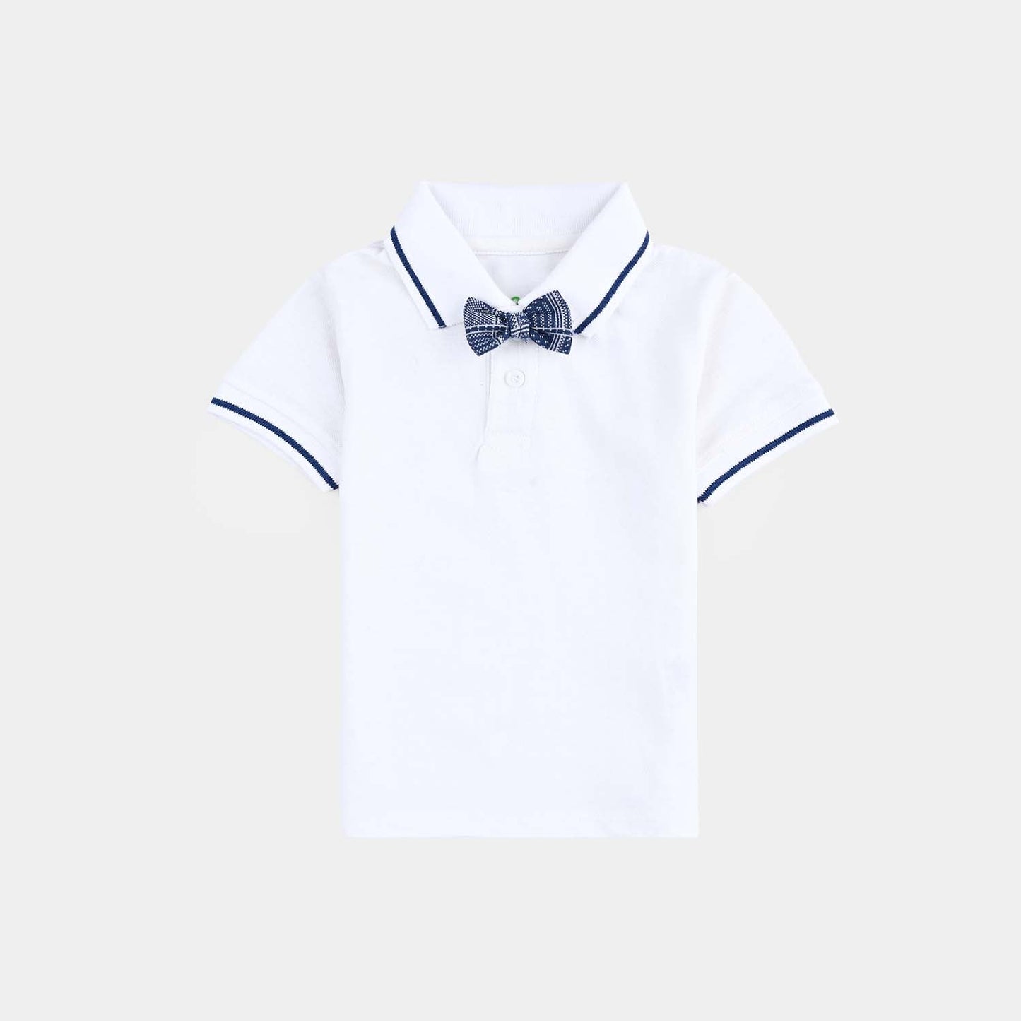 Infant Boys Cotton Interlock Suit (Suspender with Polo) - White/Blue