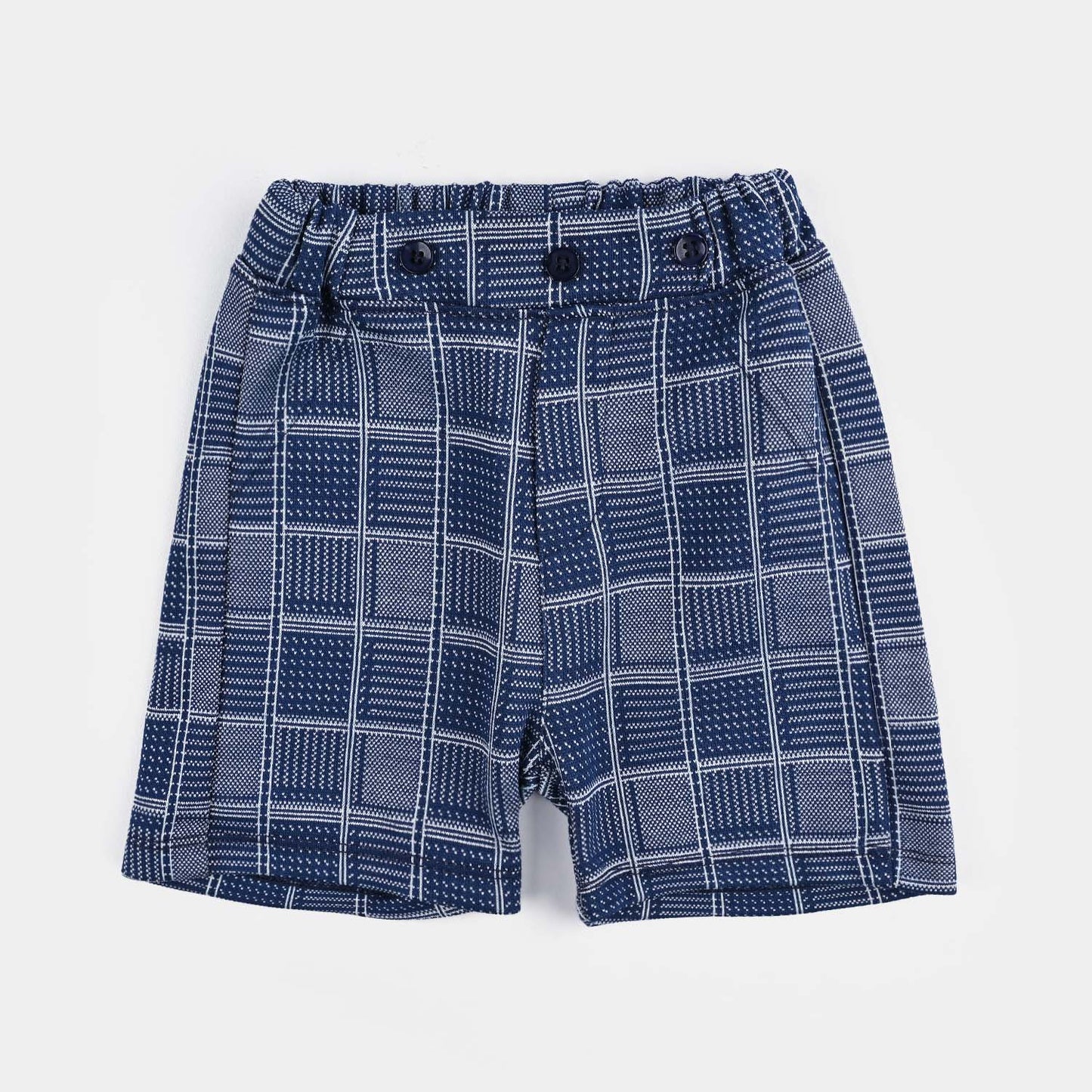 Infant Boys Cotton Interlock Suit (Suspender with Polo) - White/Blue