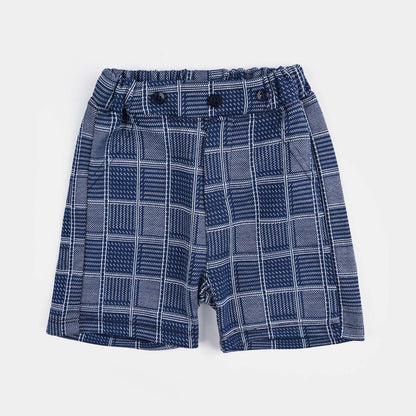 Infant Boys Cotton Interlock Suit (Suspender with Polo) - White/Blue