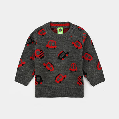 Infant Boys Acrylic Sweater (Little Cars) - Charcoal