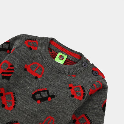 Infant Boys Acrylic Sweater (Little Cars) - Charcoal
