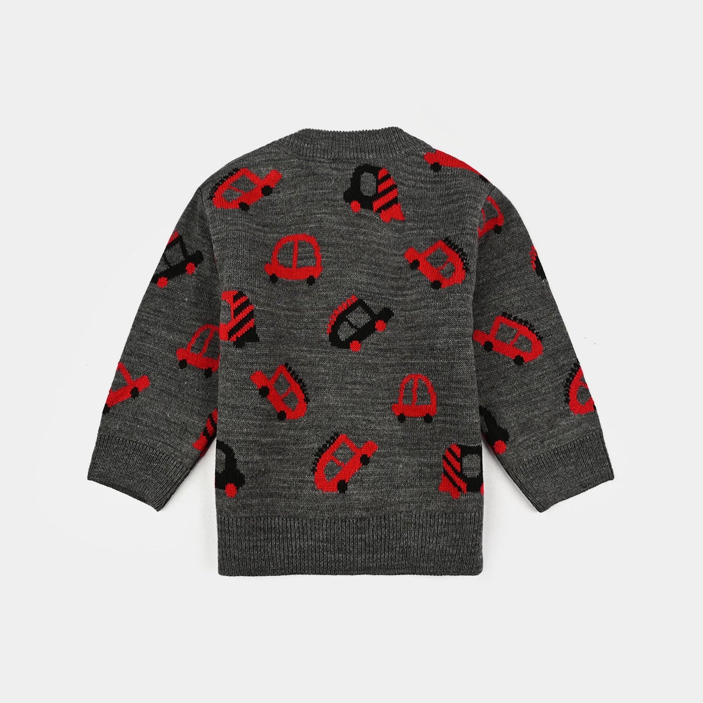 Infant Boys Acrylic Sweater (Little Cars) - Charcoal