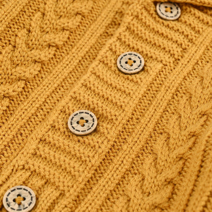 Infant Boys Acrylic Sweater-Cardigan-Mustard