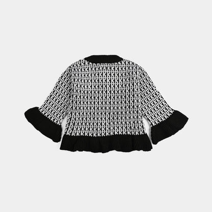 Infant Girls Acrylic Suit - Black Bow - Black White