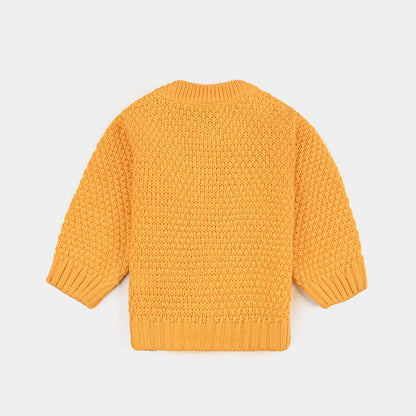 Infant Girls Acrylic Knit Suit - Pompom Floral- Mustard