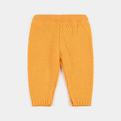 Infant Girls Acrylic Knit Suit - Pompom Floral- Mustard