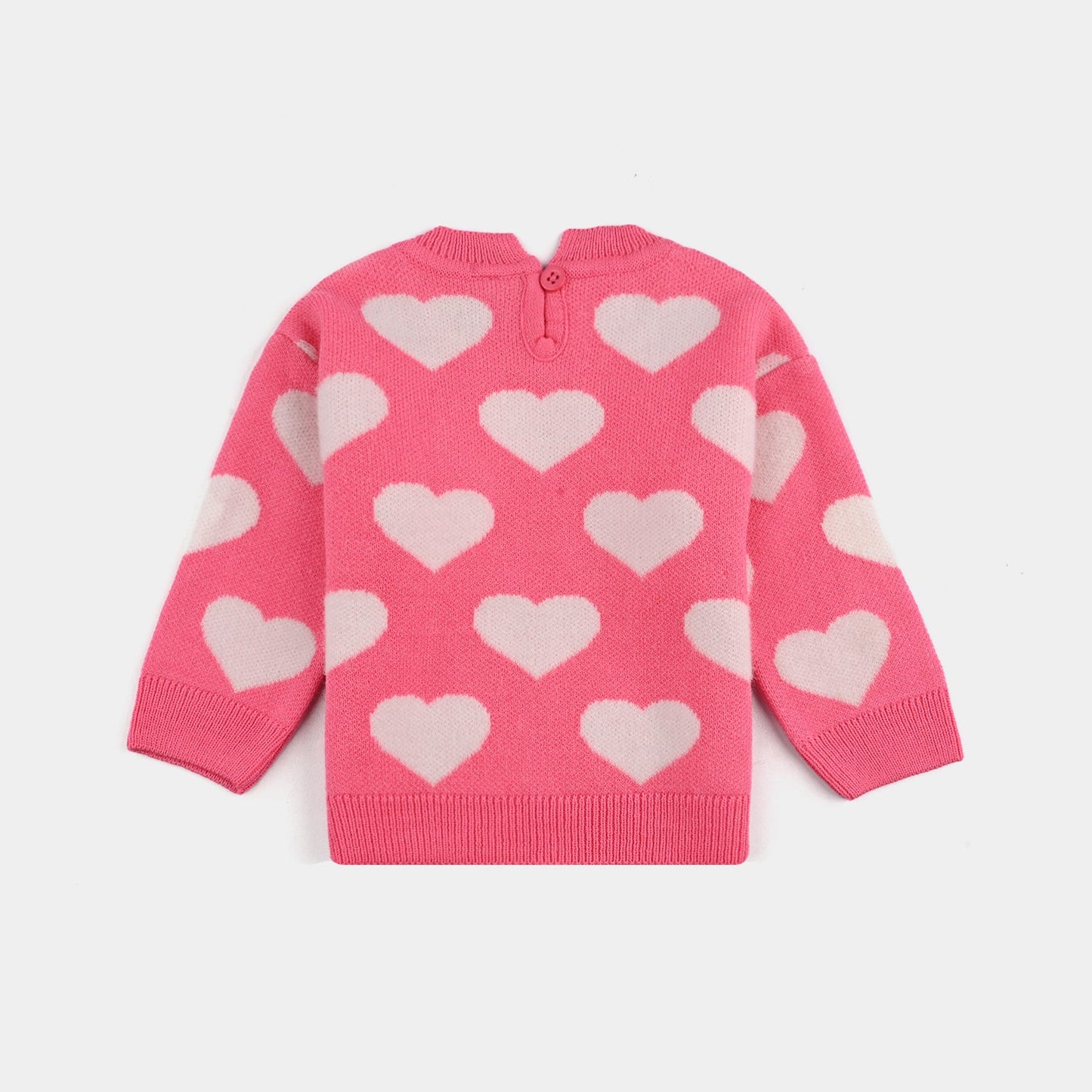 Infant Girls Acrylic-Feather Lurex Sweater-Feather Heart-Pink