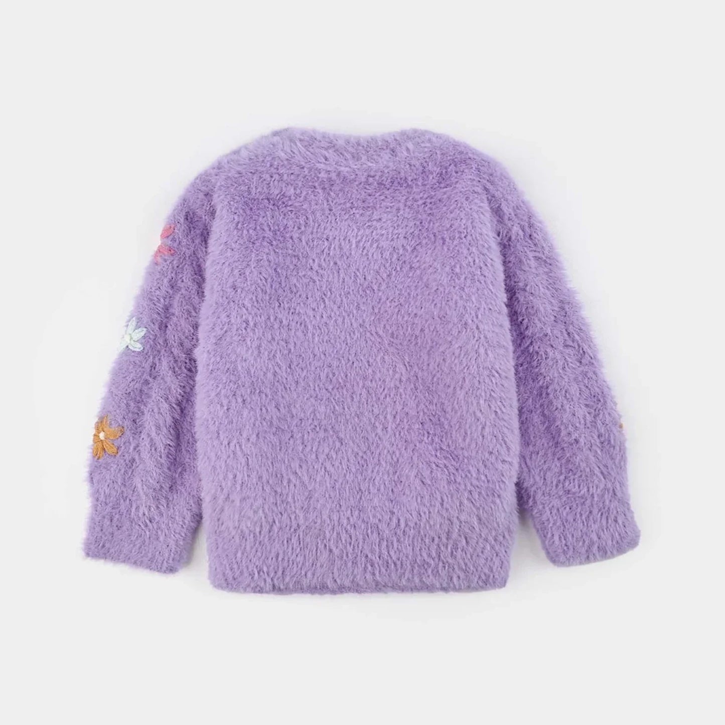 Infant Girls Feather yarn Sweater Flower Fusion-Purple