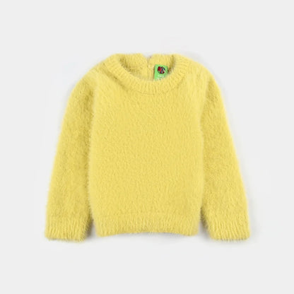 Infant Girls Feather yarn Sweater-Yellow
