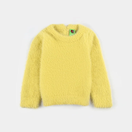 Infant Girls Feather yarn Sweater-Yellow