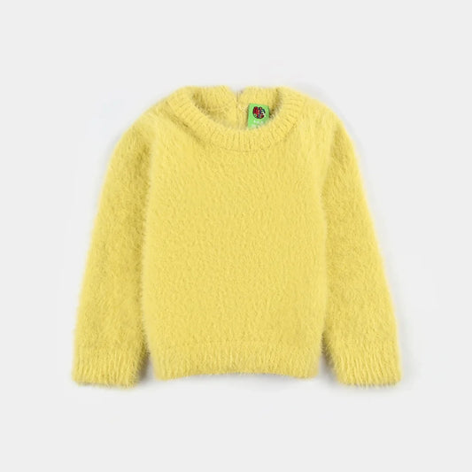 Infant Girls Feather yarn Sweater-Yellow