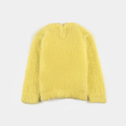 Infant Girls Feather yarn Sweater-Yellow