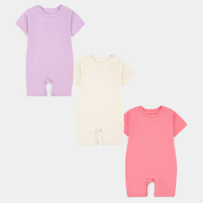 Infant Girls Cotton Jersey ROMPER - 3 Pcs Set