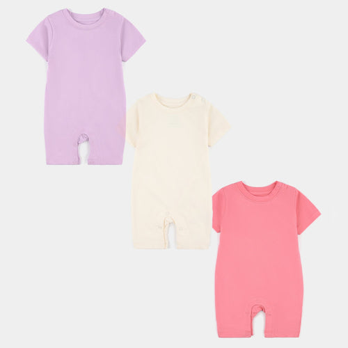 Infant Girls Cotton Jersey ROMPER - 3 Pcs Set