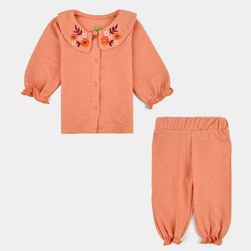 Infant Girls Poly Crinkle Suit - ORANGE