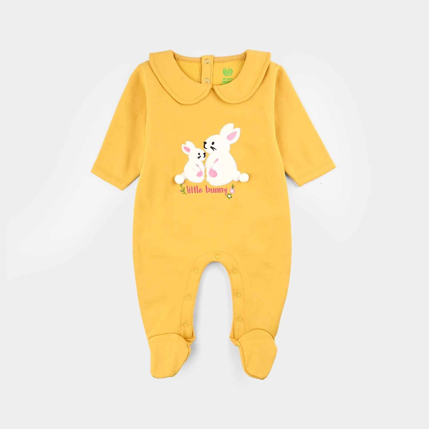 Infant Girls Fleece Romper (LITTLE BUNNY)-Yellow