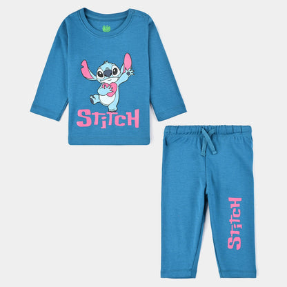 Infant Girls Cotton Interlock Suit - Blue