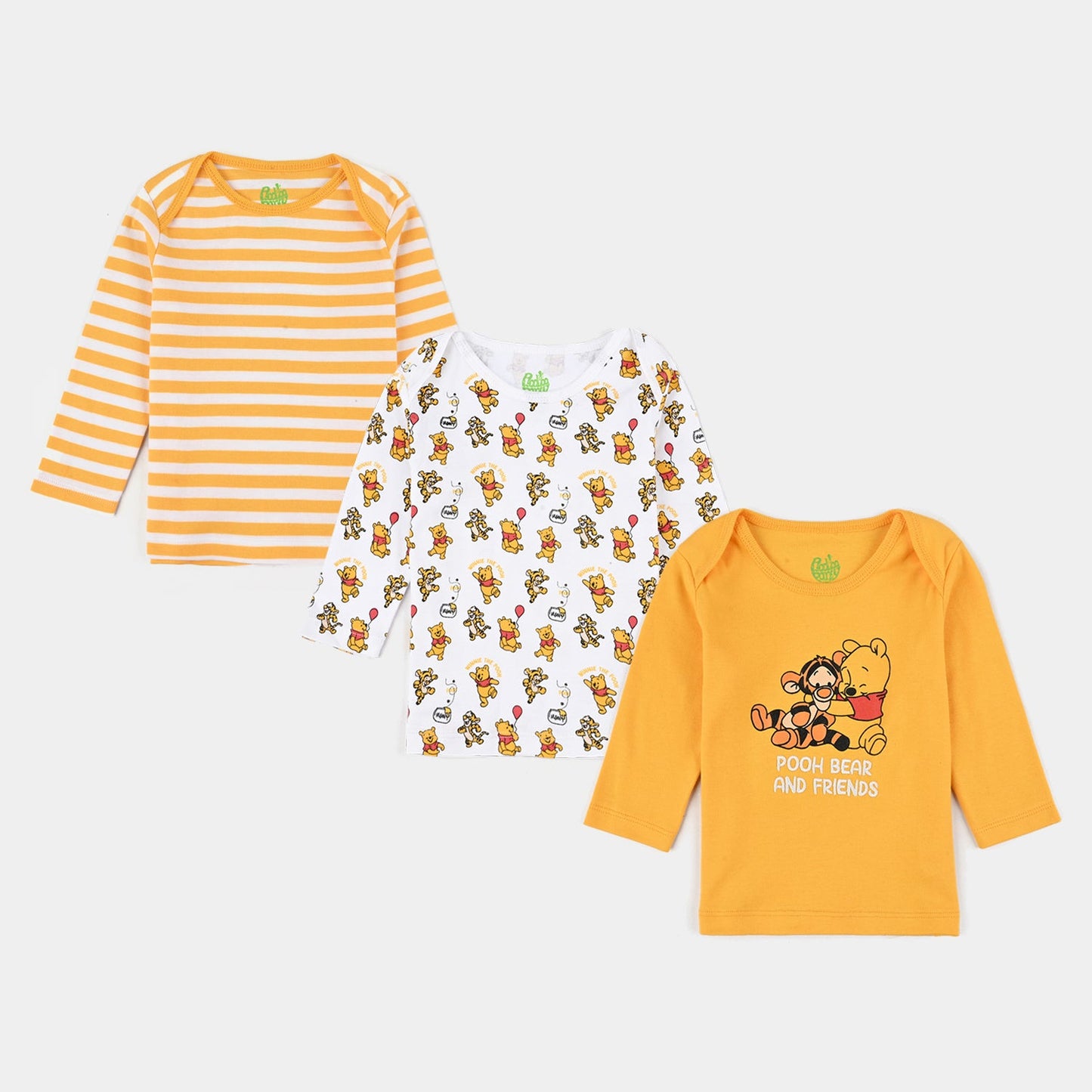 Infant Boys Cotton Interlock T-Shirt F/S Pack OF 3-Yellow/White